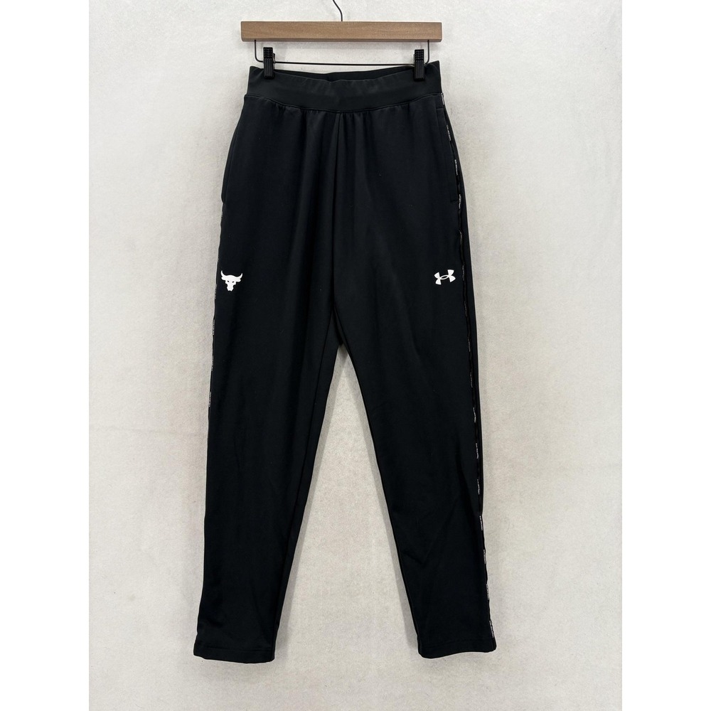 Under Armour Project Rock Knit Track Pants Mens Small Black Moisture-Wicking Gym